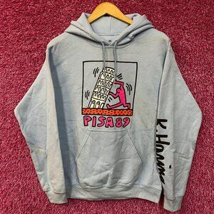Keith Haring Hoodie Sweatshirt Mens Small Blue Pisa 89 Art